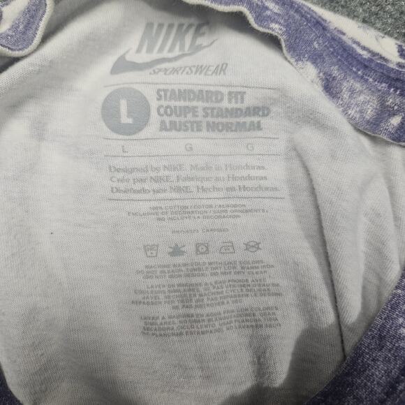 Y2K Nike Just Do It Tshirt Large Big Print Purple Marble Tie Dye Retro Athletic - Picture 2 of 6